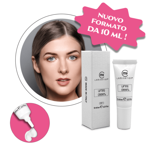 tubetto da 10 ml che contiene lifting cream+ crema per laminazione ciglia my lamination fase 1